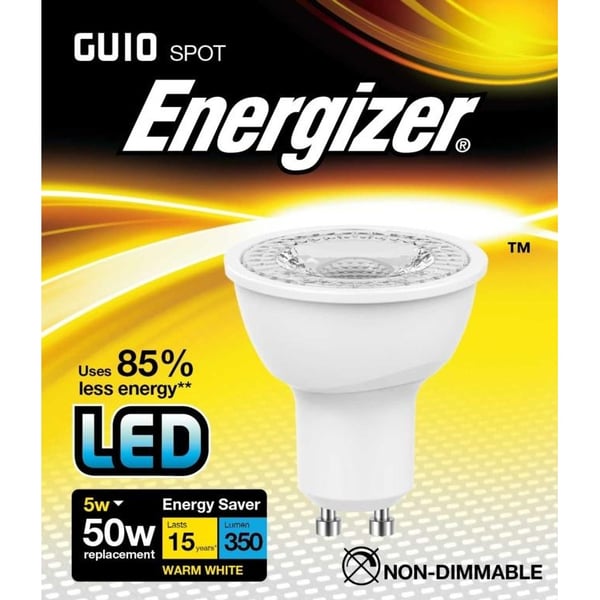 Energizer LED GU10 5w Light Bulb Cap 350lm 3000k Warm White
