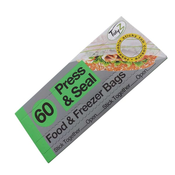 Tidyz Press & Seal Food & Freezer Bags (Pack of 60)