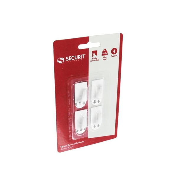 Securit Square Removable Hooks (Pack of 4)