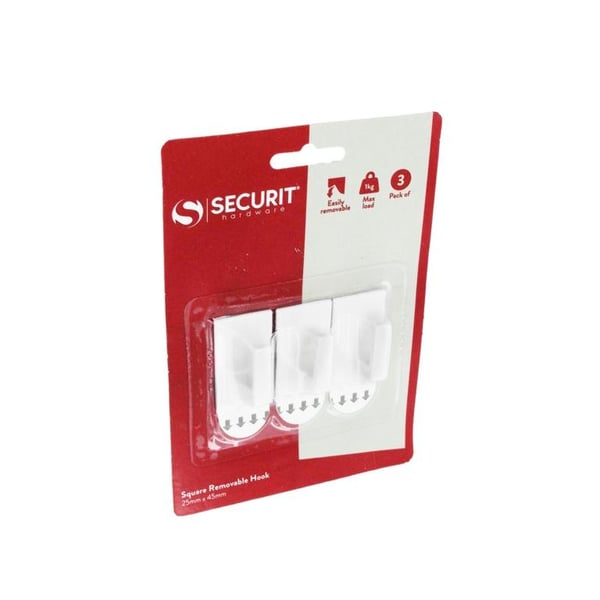 Securit Square Removable Hooks (Pack of 3)