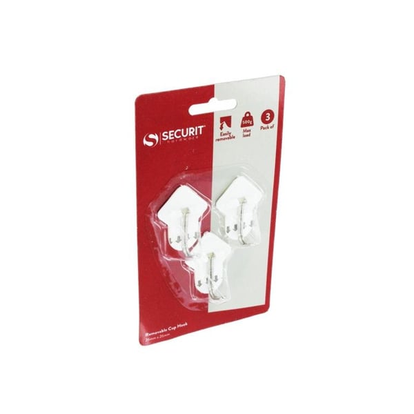 Securit Removable Cup Hooks (Pack of 3)