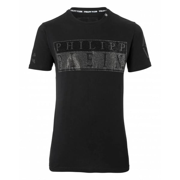 Philipp Plein Miesten Yksivärinen Logo Strassi T-paita Philipp Plein Miesten Yksivärinen Logo Strassi T-paita