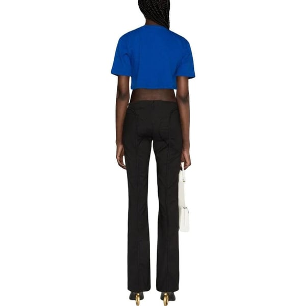 Off White Womens/Ladies Stamp Ribbed Crop T-Shirt