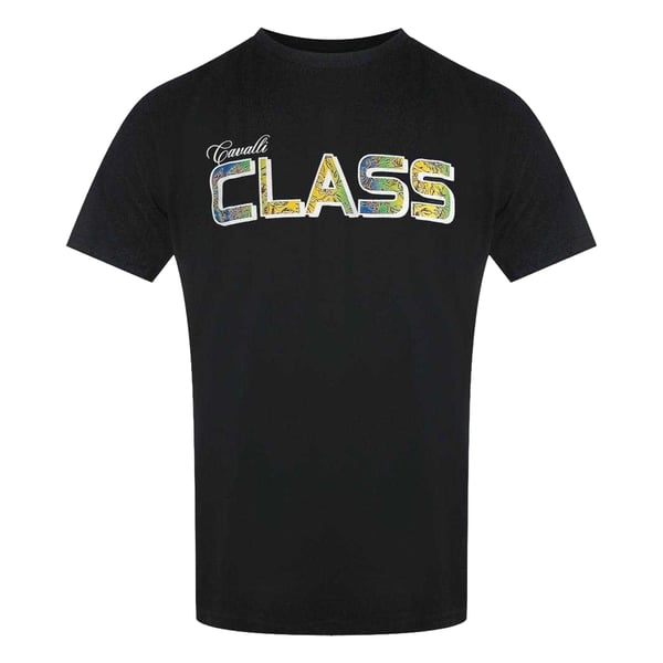 Cavalli Class Mens Vibrant Floral Logo T-Shirt