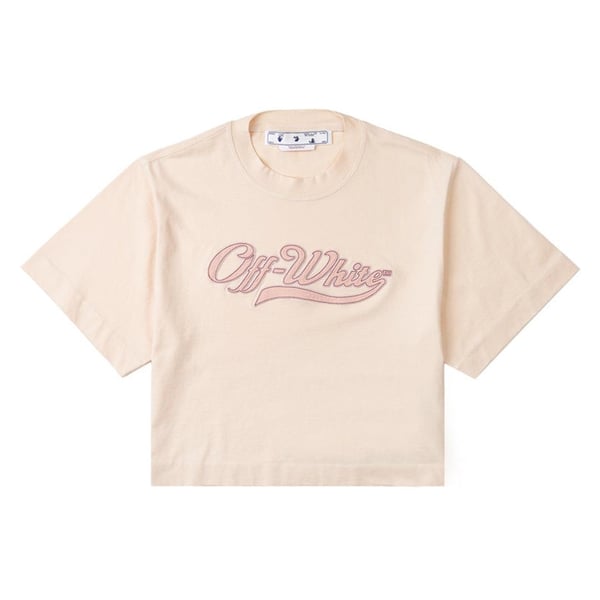 Off-White Womens/Ladies Embroidered Logo Crop T-Shirt