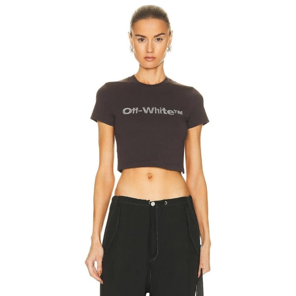 Off-White Womens/Ladies Bling Bounce Crop T-Shirt