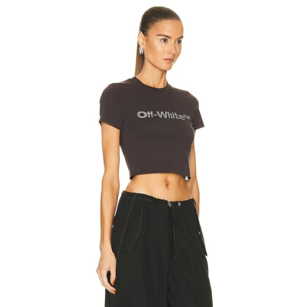 Off-White Womens/Ladies Bling Bounce Crop T-Shirt