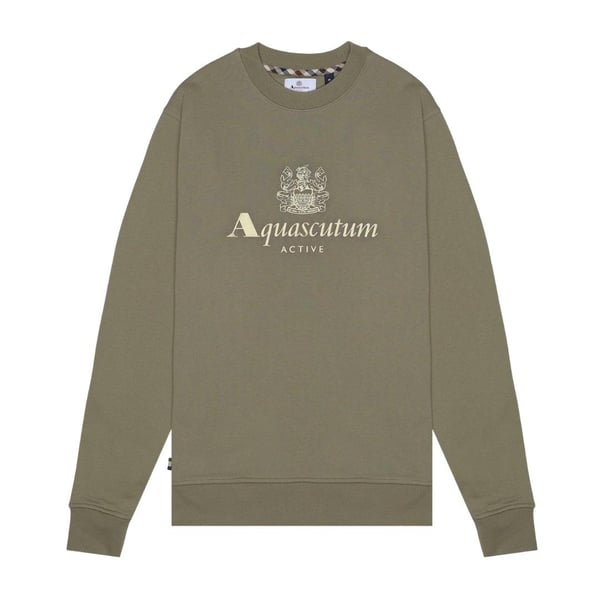 Aquascutum Mens Big Logo Crew Neck Active Sweatshirt