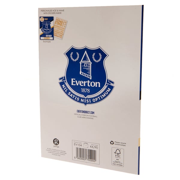 Everton FC syntymäpäiväkortti tarroilla