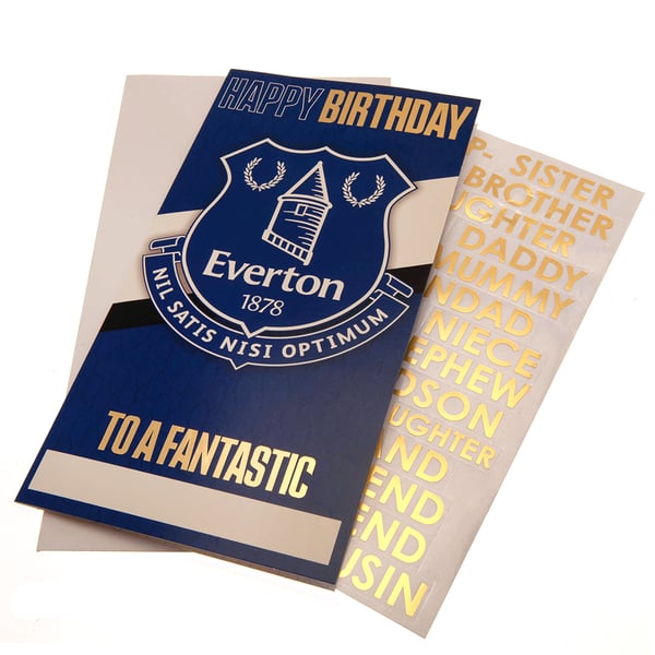 Everton FC mukautettava syntymäpäiväkortti tarroilla