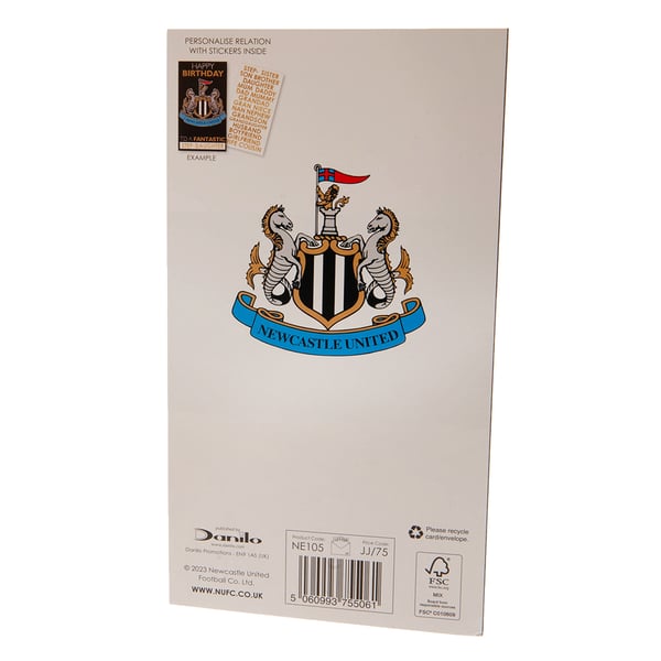 Newcastle United FC Customisable Birthday Card With Stickers