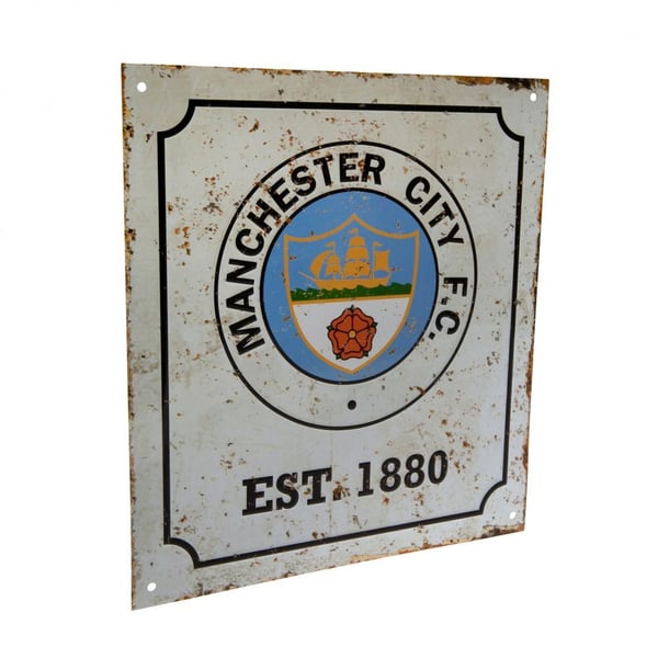 Manchester City FC Official Retro Logo Sign
