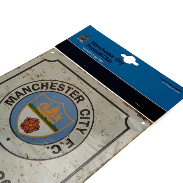 Manchester City FC Official Retro Logo Sign