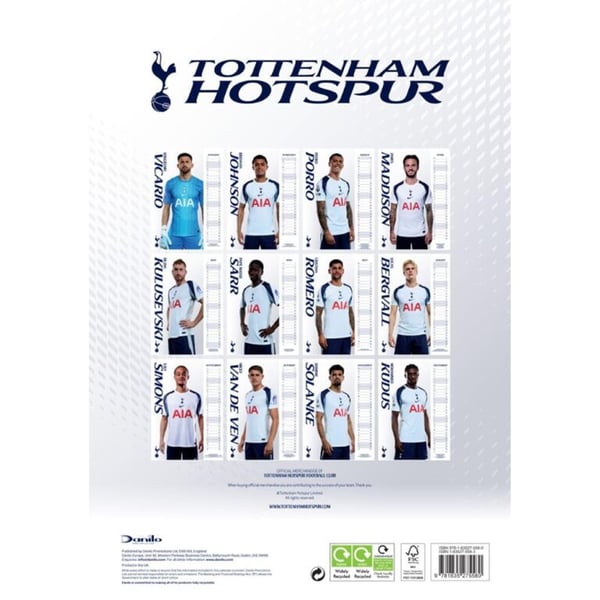 Tottenham Hotspur FC 2026 A3 Wall Calendar