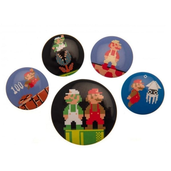 Super Mario Sæt med badge (pakke med 5)