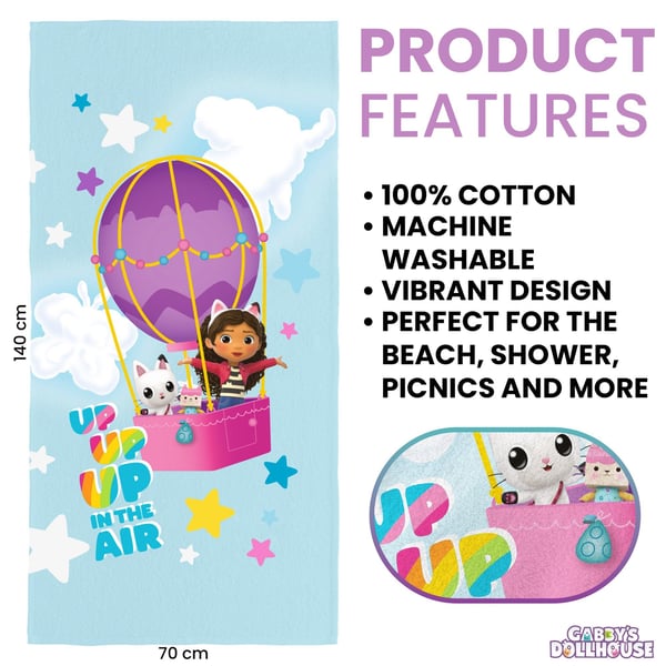Gabby´s Dollhouse Childrens/Kids Up Up The Air Cotton Towel