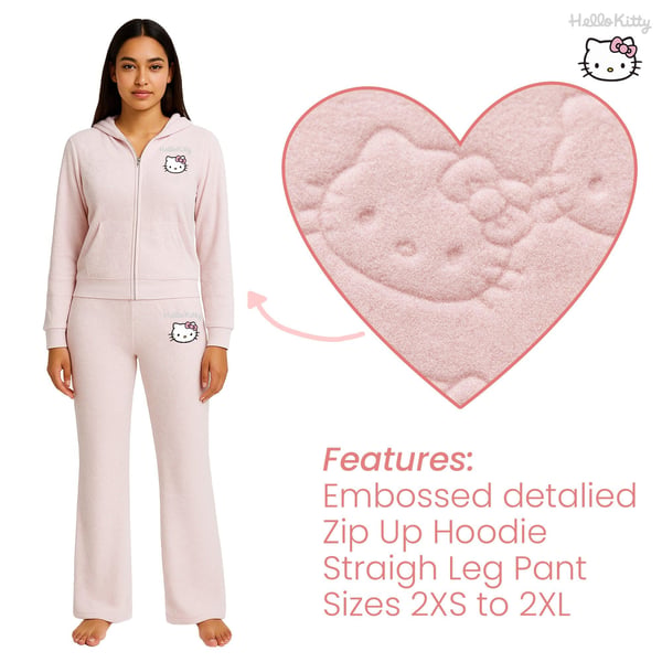 Hello Kitty Womens/Ladies Velvet Feel Straight Leg Tracksuit