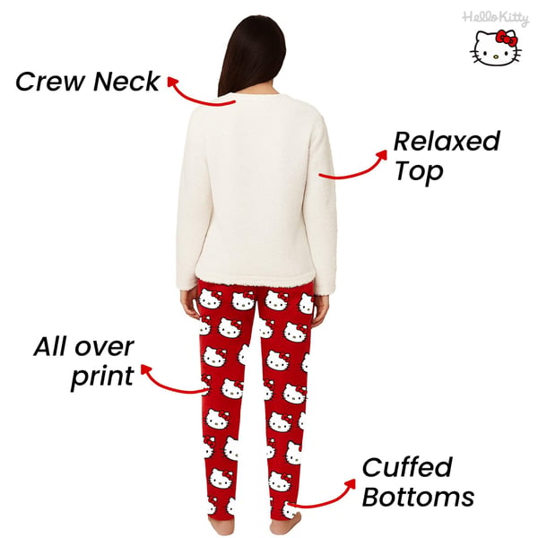 Hello Kitty naisten/naisten fleece-pitkäpyjamassetti