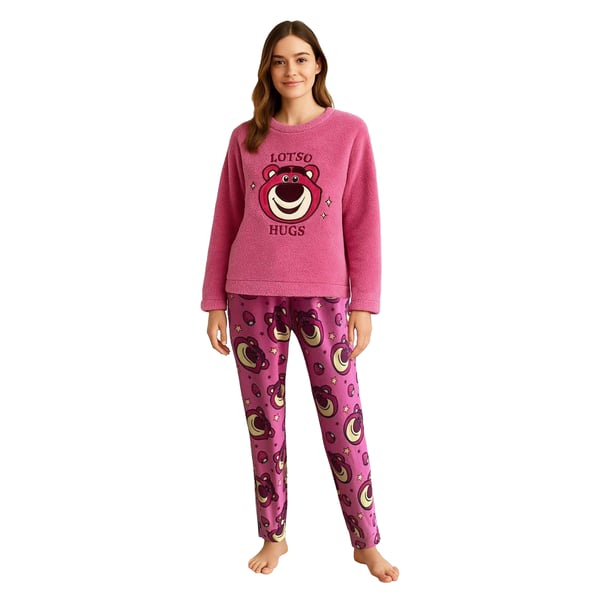 Toy Story 3 Womens/Ladies Lotso Embossed Fleece Long Pyjama Set Toy Story 3 Womens/Ladies Lotso Embossed Fleece Long Pyjama Set