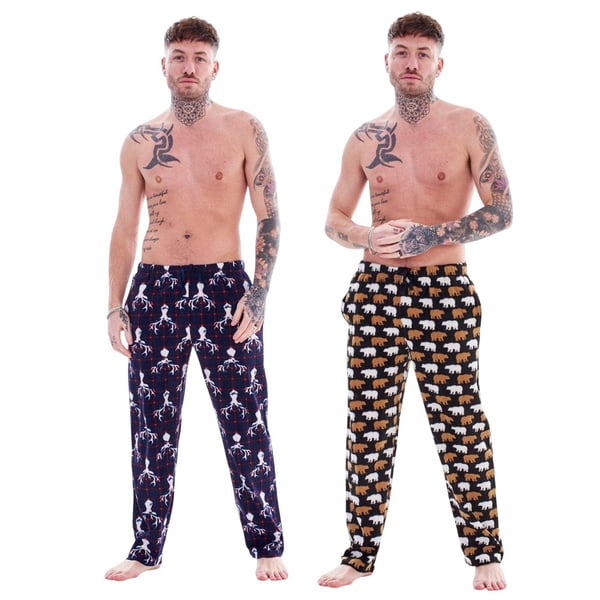 Keanu Mens Stag & Polar Bear Lounge Pants (Pack of 2)