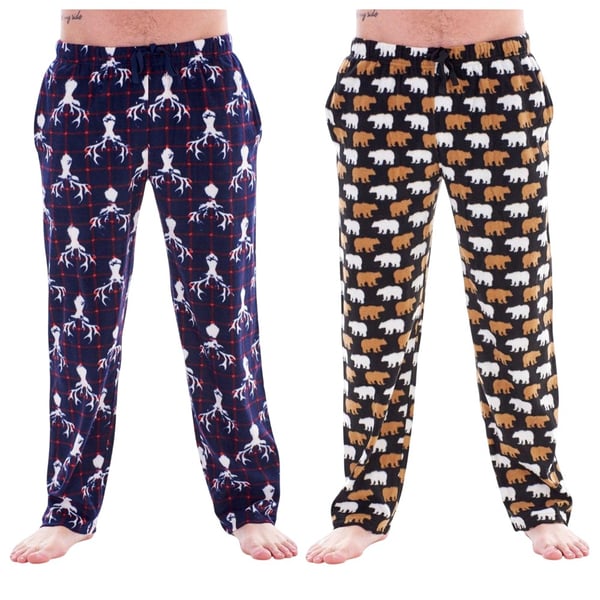 Keanu Mens Stag & Polar Bear Lounge Pants (Pack of 2)