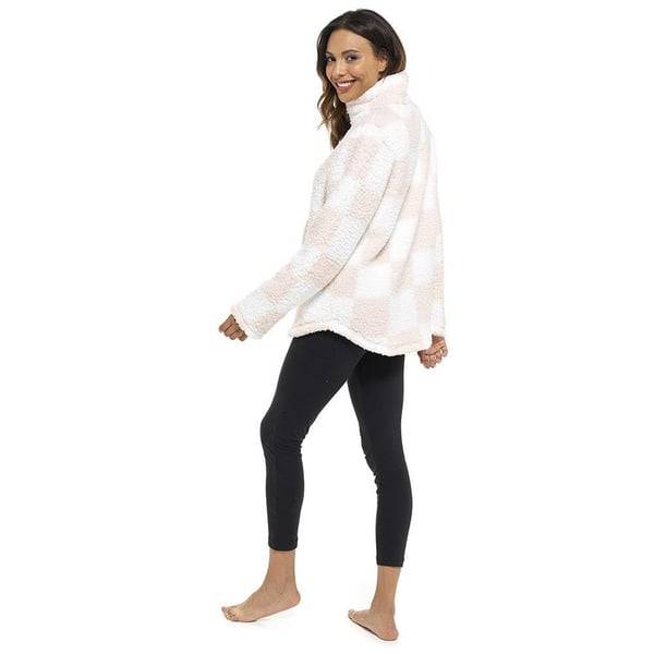 Keanu Womens/Ladies Checked Sherpa Fleece Quarter Zip Pullover