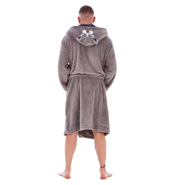 Keanu Mens Wolf Head Fleece Dressing Gown