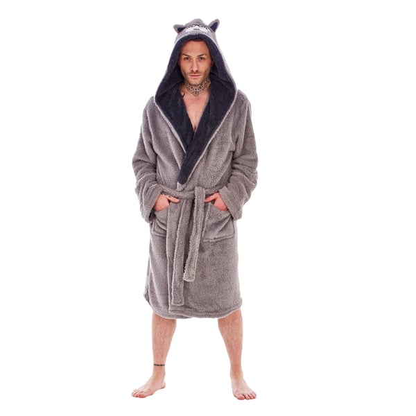 Keanu Mens Wolf Head Fleece Dressing Gown