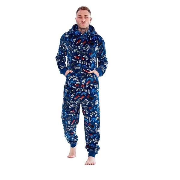 Floso Mens Game Over Game Controller Fleece Jumpsuit