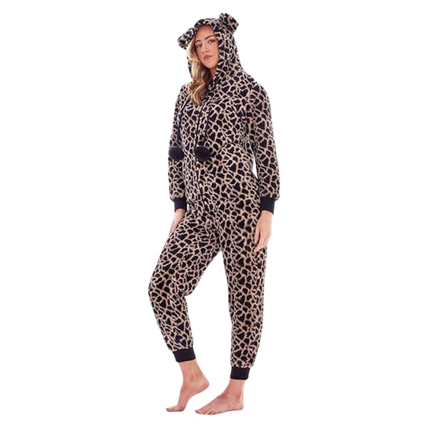 Keanu Womens/Ladies Leopard Print Fleece Jumpsuit