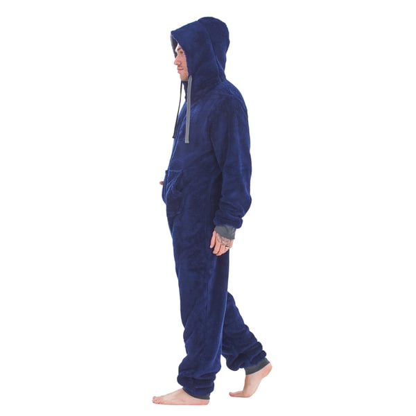 Keanu Mens Hooded Fleece Contrast Trim Jumpsuit