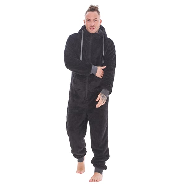 Keanu Jumpsuit med huva i fleece med kontrastdetaljer för män