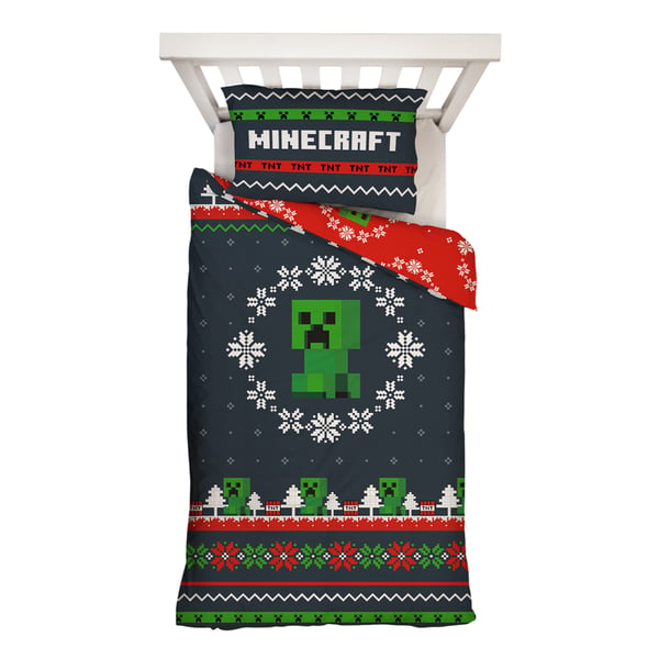 Minecraft Pixel Christmas Reversible Duvet Set