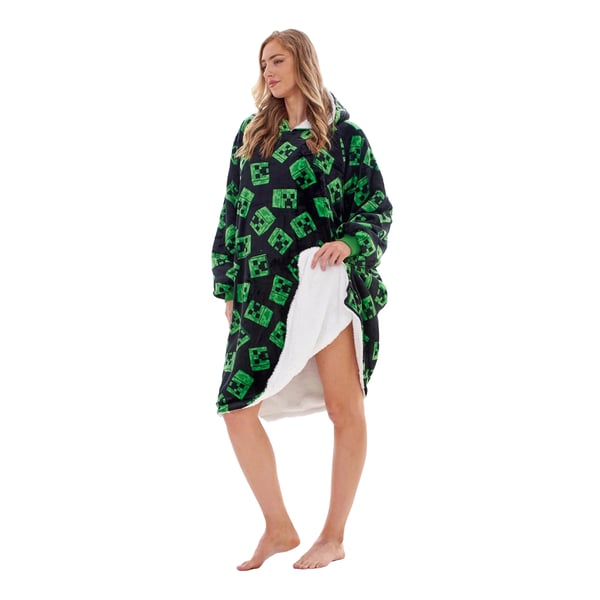 Minecraft Childrens/Kids Icon Fleece Sherpa Lined Oversized Blanket Hoodie