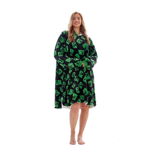 Minecraft Childrens/Kids Icon Fleece Sherpa Lined Oversized Blanket Hoodie