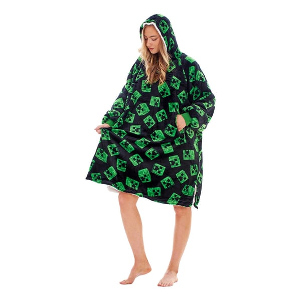 Minecraft Childrens/Kids Icon Fleece Sherpa Lined Oversized Blanket Hoodie