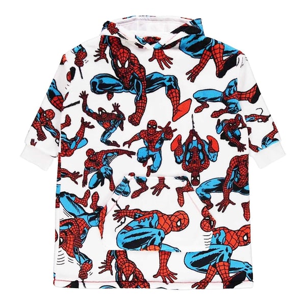 Spider-Man Childrens/Kids All-Over Print Soft Sherpa Lined Oversized Blanket Hoodie