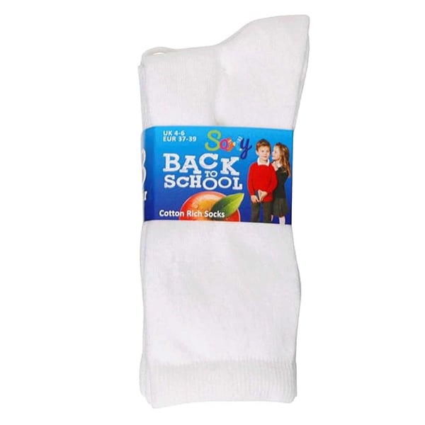 Soxy Childrens/Kids Plain Cotton School Ankle Socks