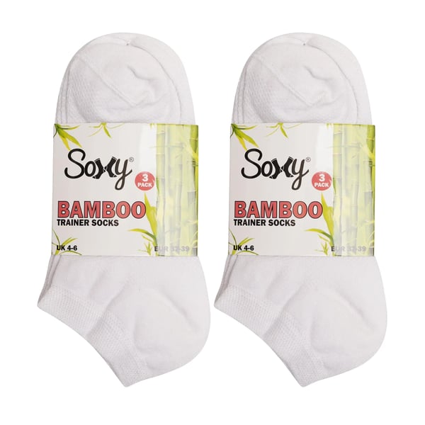 Soxy Womens/Ladies Ankle Bamboo Trainer Socks (Pack of 6)
