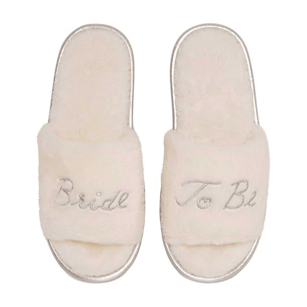 Keanu Womens/Ladies Bride to Be Glitter Faux Fur Mule Slippers