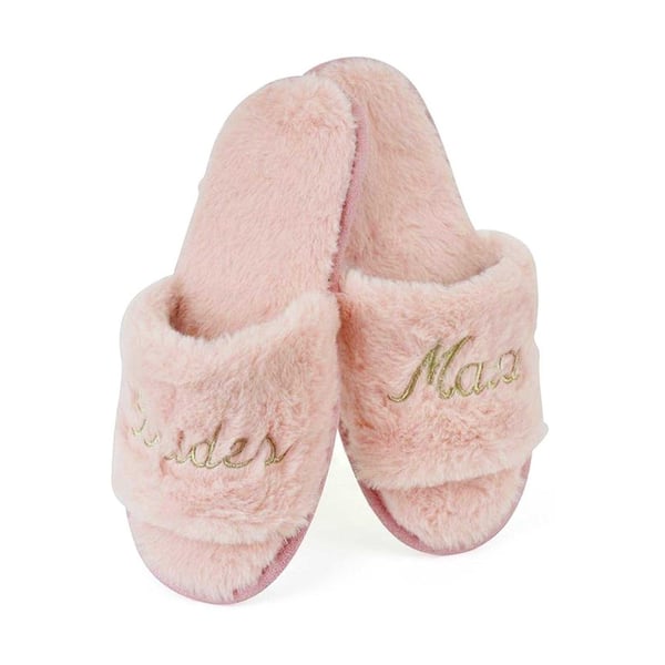 Keanu Womens/Ladies Bridesmaid Glitter Faux Fur Slip-on Mule Slippers
