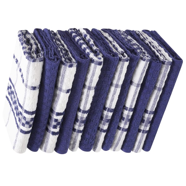 K Collection Checked Tea Towel Set (Pack of 12)