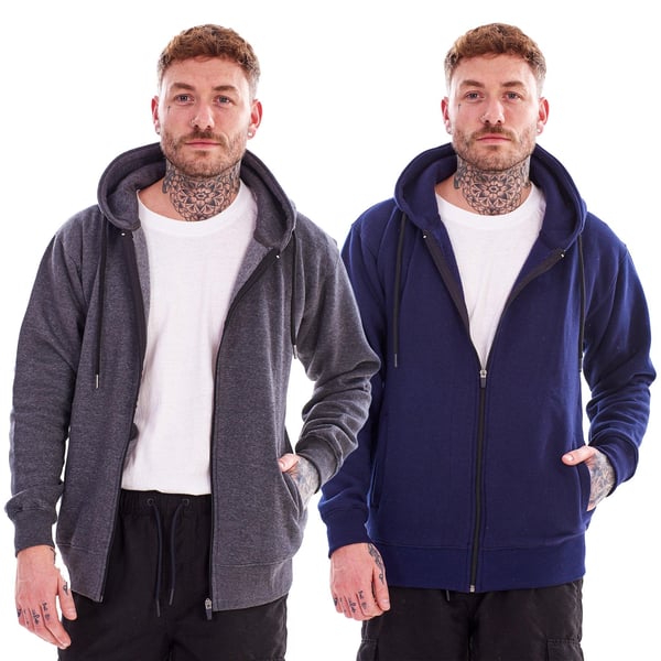 Keanu Mens Fleece Full Zip Hoodie (Pack of 2)