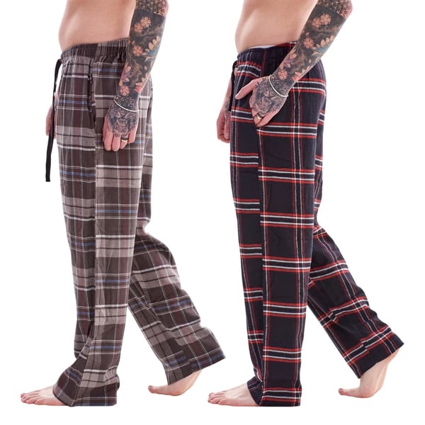 Keanu Mens Flannel Checked Lounge Pants (Pack of 2)