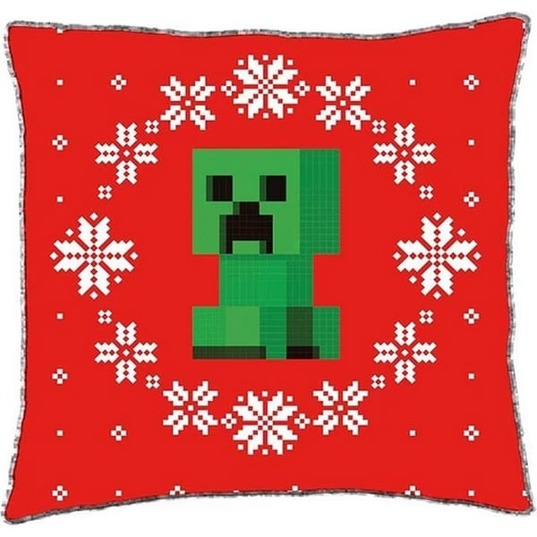 Minecraft Seasons Greetings Square Christmas Filled Cushion