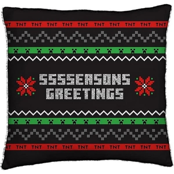 Minecraft Seasons Greetings Square Christmas Filled Cushion