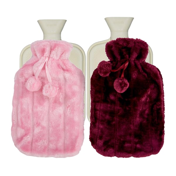 K Collection Pom Pom 2L Hot Water Bottle And Cover (Pack of 2)