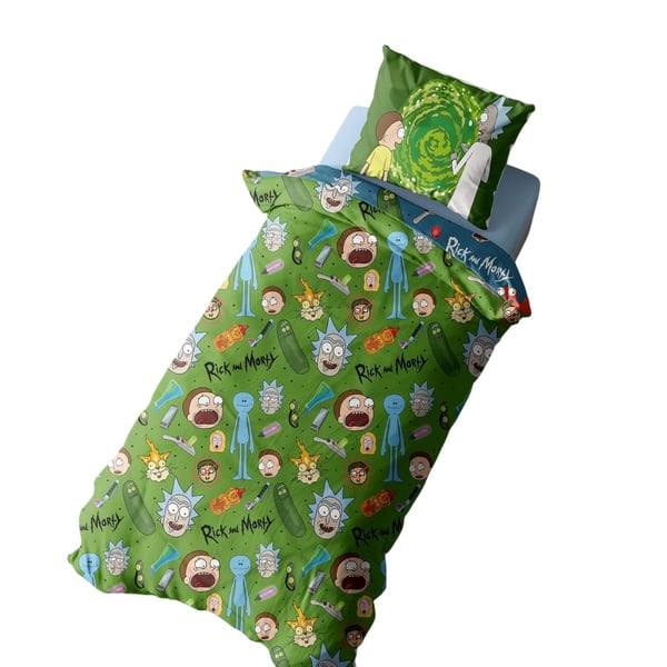 Rick And Morty Portals Pickle Characters Reversible Duvet Set