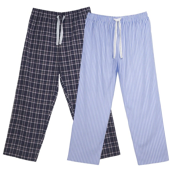 Keanu Mens Woven Checked Stripes Pyjama Bottoms (Pack of 2) Keanu Mens Woven Checked Stripes Pyjama Bottoms (Pack of 2)
