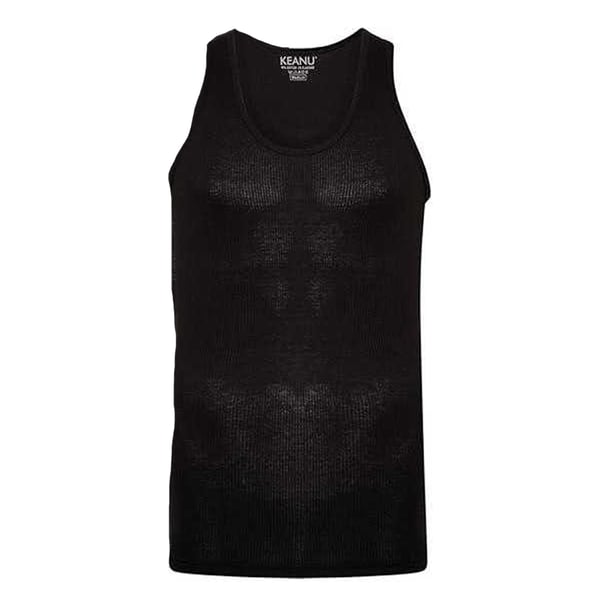 Keanu Mens Ribbed Cotton Blend Fitted Vest Top (Pack of 6)